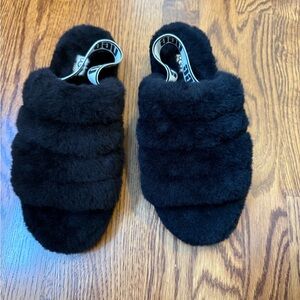 UGG Black Plush Slippers. NWOT Size 9